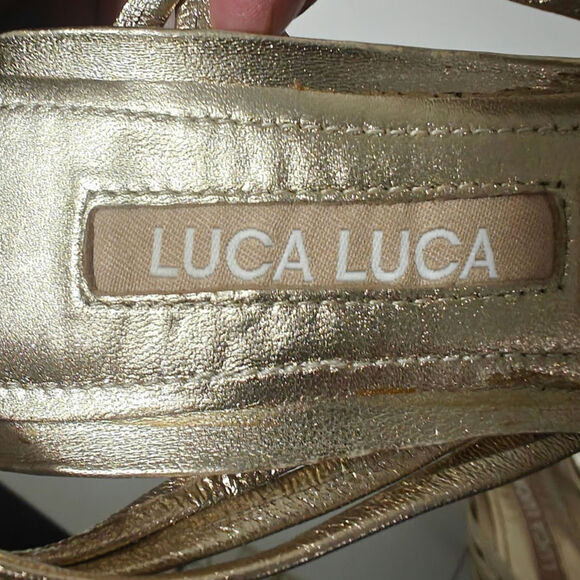 Vintage Gold Luca Luca Strappy Heels sz 36 - Picture 7 of 8